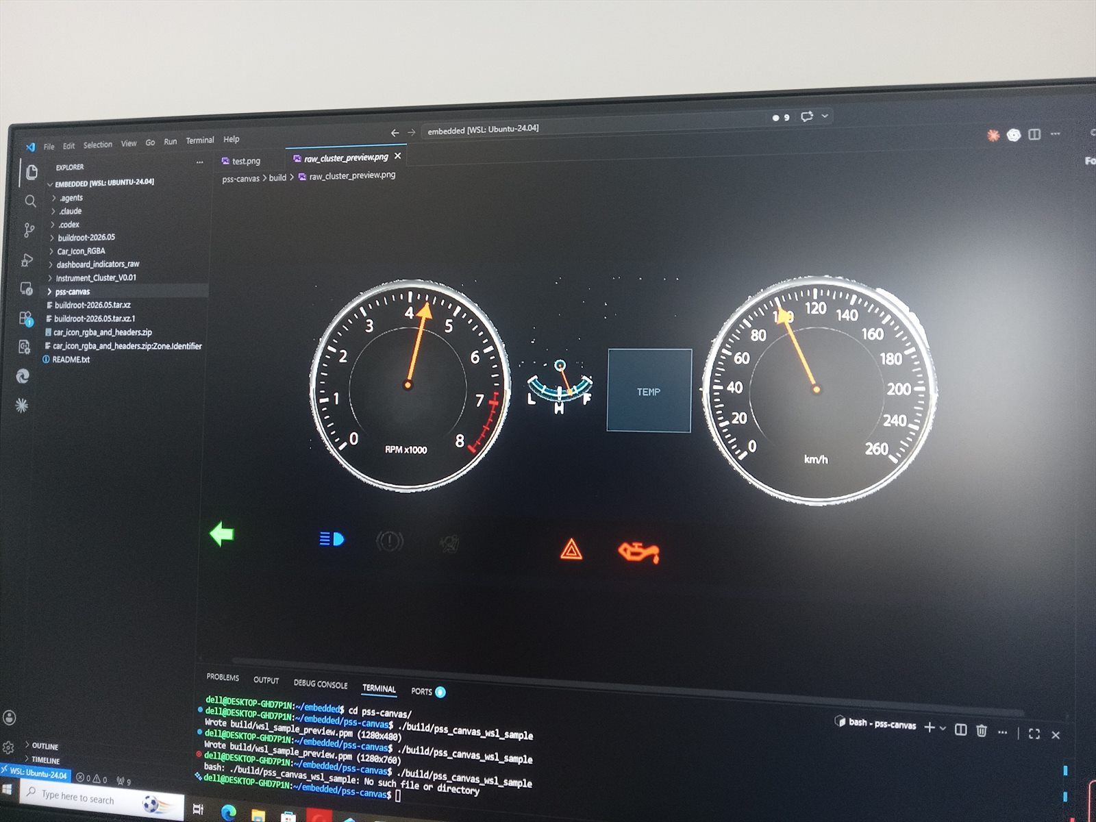Custom embedded HMI running beside its Linux development environment